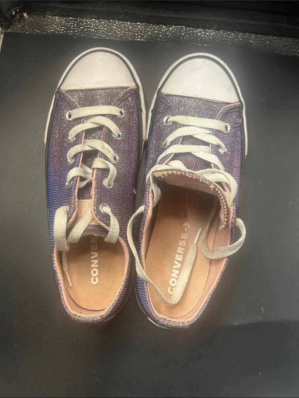 Converse Kids Glitter Low-Top Sneakers in Shimmering Purple
